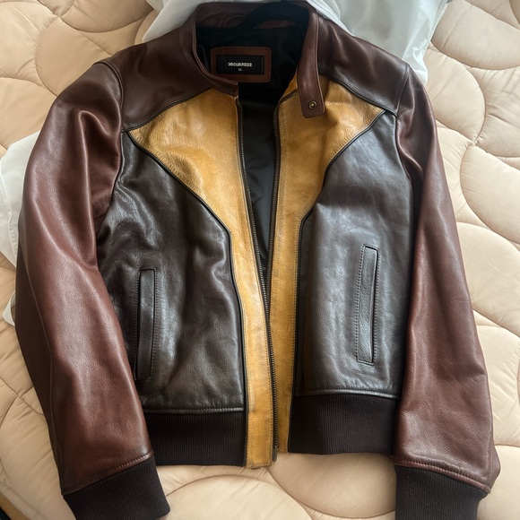 Dsquared2 Colorblock Leather Moto Jacket - Picture 4 of 5